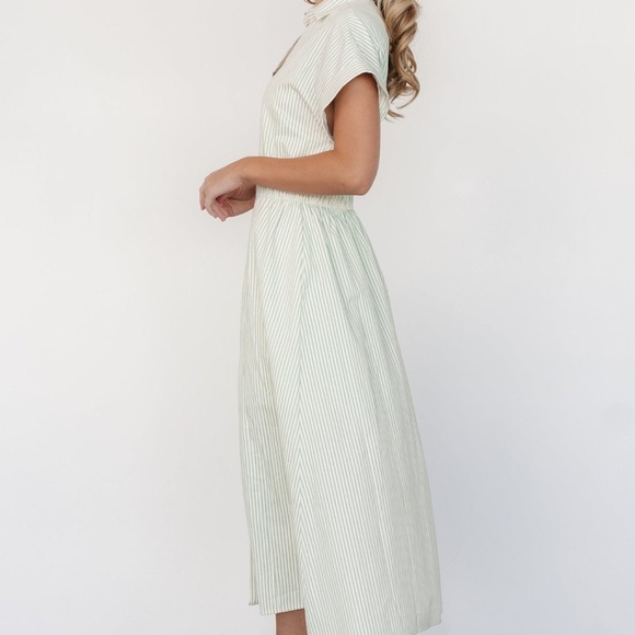 Baltic Born Larah Button Dress | Sage Stripe Size SS - Picture 4 of 5